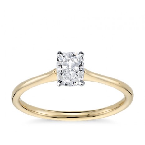 Cushion Cut Solitaire Engagement Ring in 14K Yellow Gold
